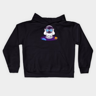 Cute Astronaut Spying With Binoculars In Space Cartoon Kids Hoodie